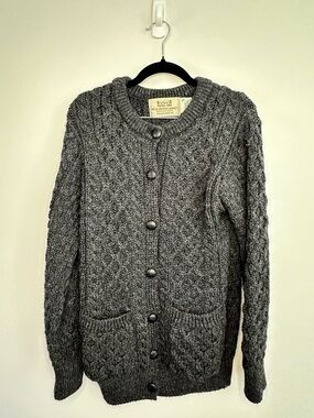 Irish Cable Knit Cardigan Sweater - Sz. S
